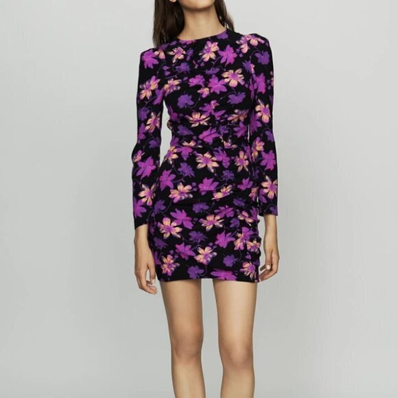 💕MAJE💕 Draped Dress ~ Floral Print T3 US Large L NWT - Picture 5 of 12